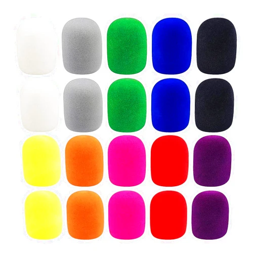 Augshy Microphone Covers Foam,20 Pack Thick Handheld Stage Microphone Windscreen Microphone Cover Foam Karaoke DJ Microphone Covers Disposable(10 Color)