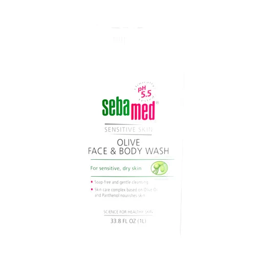 Sebamed Olive Face and Body Wash With Pump for Sensitive and Delicate Skin pH 5.5 Ultra Mild Dermatologist Recommended Cleanser 33.8 Fluid Ounces (1 Liter)