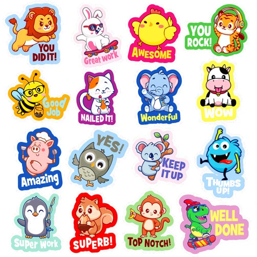 Cinrobiye 400 Pieces Animal Stickers Teacher Reward Stickers Motivational Inspirational Back to School Stickers Cute Animal Training Stickers Teacher Supplies for Kids Homework Tests Assignments Classroom
