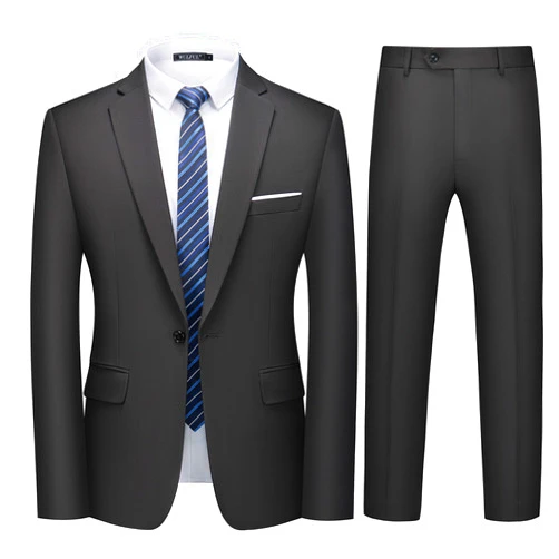 WULFUL Men's 2 Piece Slim Fit Suit Set One Button Blazer Jacket Pants Tuxedo Set for Party, Wedding and Business