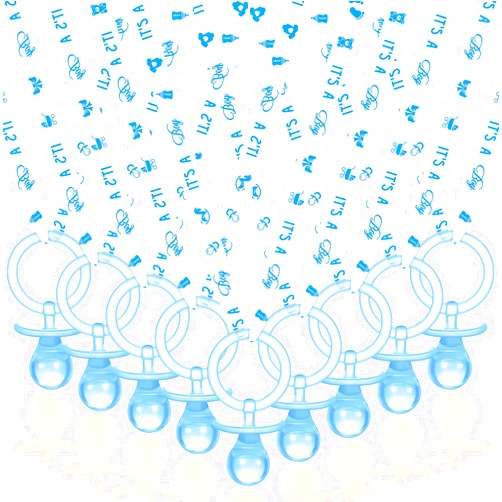 Coume 36 Pcs Baby Shower Pacifiers Necklace Acrylic Baby Pacifiers Party Favors Charm Necklace for Girls Boys Shower Party Decorations Gender Reveal Table Scatter(White, Blue)