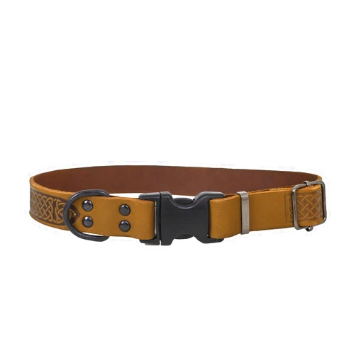 Euro-Dog Euro Dog Celtic Viking Leather Collar – Earth Brown – Medium – 3/4