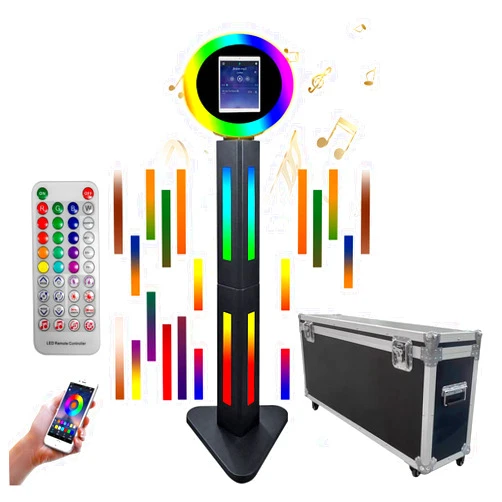 NETSOLAR Portable Photo Booth for 10.9/11'' iPad Photobooth Stand Shell Selfie Station Machine with Software APP Control Music Sync Box,RGB Ring Light,Fight Case for Parties Wedding Rental (Black)