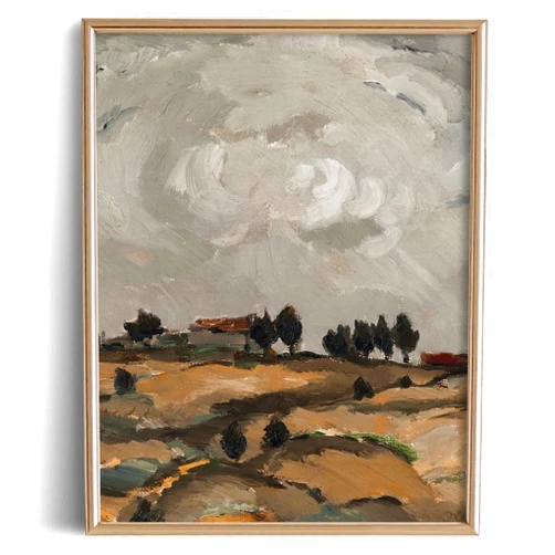 YUMKNOW Farmhouse Landscape Forest Pictures Bedroom - Art Deco Wall Art for Kitchen - 11 x 14 Art Print- Rustic Vintage Decor for Living Room - Antique French Poster - Abstract Textured Country Oil Paintings