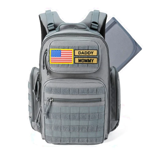 MIRACOL Diaper Bag Military for Men - Large Baby Backpack with Changing Pad for Active Dad - Insulated for Outdoor Travel Camping Park Trips Gray