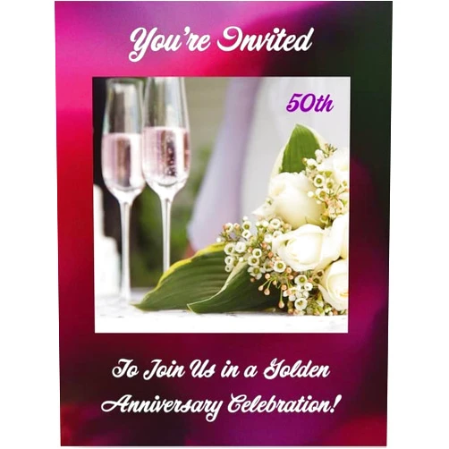 SassyXpressions 50th Wedding Anniversary Invitations Champagne Flutes - 50/pk