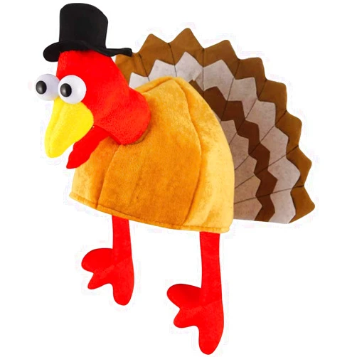 Asekonc Plush Turkey Thanksgiving Hat With Head, Legs And Tail Fancy Dress Accessory,Thanksgiving Party Costume, Outfit and Dress