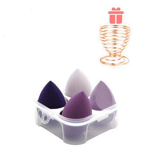 Leeshine 5 Pcs Makeup Sponges Set - 4 Beauty sponges Blending Blenders with 1 Holder and Egg Case, Flawless for Cream, Powder and Liquid (Purple)