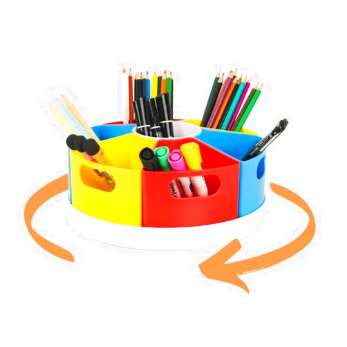 EXOFC 360 Rotating Art Supply Storage Organizer Caddy for Kids,Crayon Marker Storage and Pencil Holder for Desk,Kids Art Supply Storage,Classroom Organization and Storage for Teachers