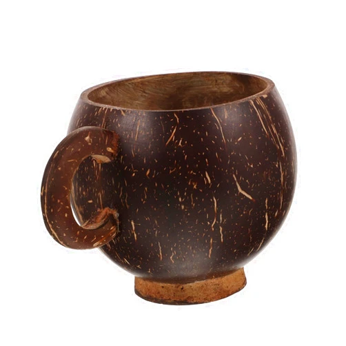 WATIIFUFU Natural Coconut Shell Cup with Handle Hawaiian Party Mug Tropical Tiki Drinking Tea Cup for Beach Luau Decorations