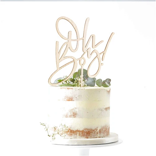 YESSWL Oh Boy Cake Topper - Wooden Boy Baby Shower Birthday Party Cake Decorations for It's a Boy 1st Birthday Party Photo Booth Props， gender Reveals Party Decorations (Wood Oh Boy Cake Topper)