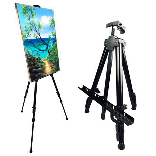Ns Jymb Portable Artist Easel Stand, Metal Tripod Adjustable Easel for Painting Canvases Height from 17 to 66 Inch,Carry Bag for Table-Top/Floor Didplaying and Wedding Signs,Black(1pack)