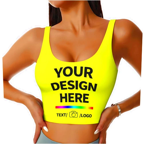 Generic Custom Crop Top for Women Personalized Workout Sports Bras Add Your Team Logo Photo Customized Tank Tops for Yoga Running Gym