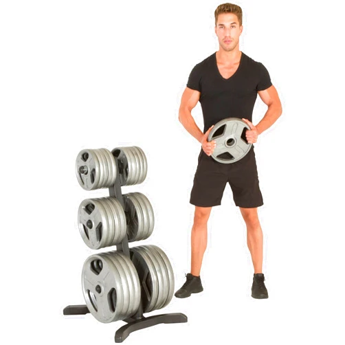 Fitness Reality X-Class Olympic Weight Tree - Heavy-Duty Bumper Plate Rack for Home Gym - Chrome Storage Posts - Includes 2 Barbell Holders - 1,000 Lb. Capacity