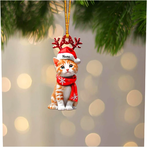 ZENTATI Personalized Munchkin Cat Ornament, Munchkin Cat Christmas Ornament Gift, Cat Car Ornament, Hanging Ornament Gift, Gift for Pet Lover ID-1007-OWFK