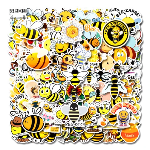 YEDUOWEN Honey Bee Stickers | 110pcs Cute Cartoon Insect Aesthetic Bee Vinyl Waterproof Stickers for Laptop Bumper Skateboard Water Bottles Computer Phone Stickers for Kids Teens Bee Party Favors