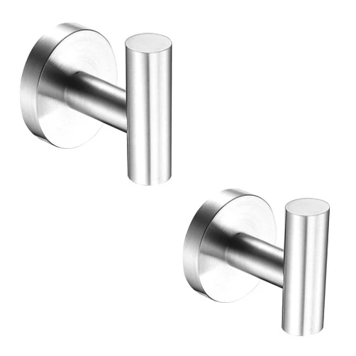 Nolimas Bathroom Towel Hooks SUS 304 Stainless Steel Coat Hook Round Clothes Towel Coat Robe Hook Cabinet Closet Door Sponges Holder for Bath Kitchen Garage Hotel,Wall Mounted, Brushed Nickel, 2Pack
