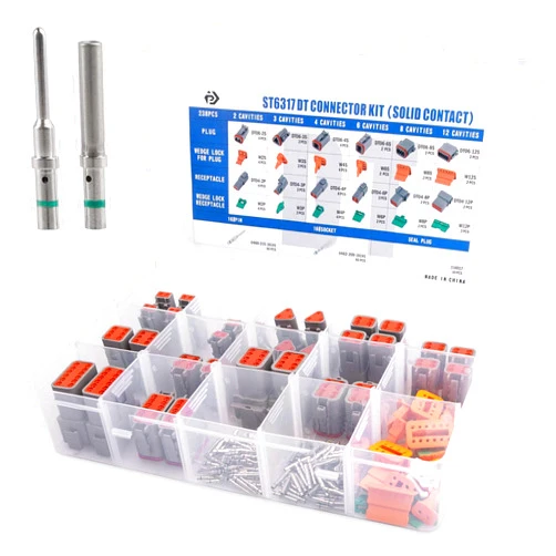 JRready 238PCS DT Connector Waterproofing, 2 3 4 6 8 12 Pin Deutsch DT Connector Kit with 82Pairs Size 16 Solid Contacts for Automotive Repair, Marine Waterproof Electrical Connector (ST6317)