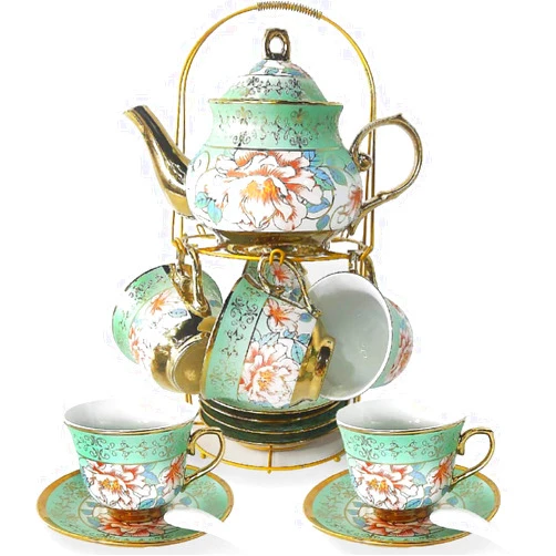 LANGY DaGiBayCn 20 PCS Ceramics Afternoon Tea Set Adult Gift Can Drink Coffee Strong Tea green