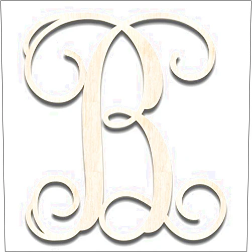 Back40Life - Precision Cut Vine Wood Monogram Letter - 13-inch Unfinished B