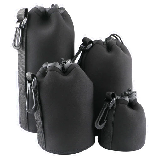 Sopoloray 4pcs Camera Lens Bag,4 Sizes Protective Camera Lens Pouch Set with Drawstring Design,Soft Plush Neoprene Bag,Compatible with Canon, Nikon, Sony, Pentax, Olympus (Small, Medium, Large, X Large)