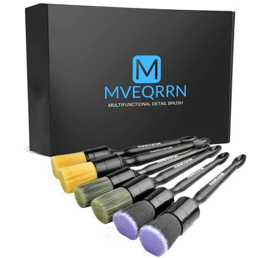 MVEQRRN 6pcs Car Detailing Brush Set-2pcs Boars Hair Car Detailing Brushes,2pcs Ultra Soft No Scratch Detailing Brush for Air Vent,Leather Seat 2pcs Detail Brushes car Detailing for Interior Exterior