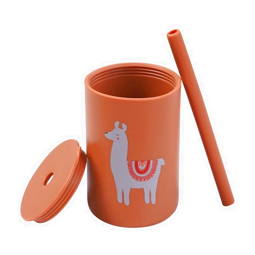 DAYTOYS Toddler Silicone Straw Cup-Spill Proof Sippy Cup For Baby-Mini Silicone Training Cup For Baby 6 Months+-BPA Free-Unbreakable-Toddler Open Cup,With A Lid And Silicone Straw (Deer)