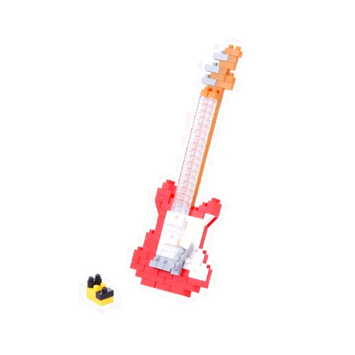 Nanoblock Kawada NanoBlock - NBC-171 - Electric Guitar Micro Block Miniature Collection Puzzle (160 Piece), Red