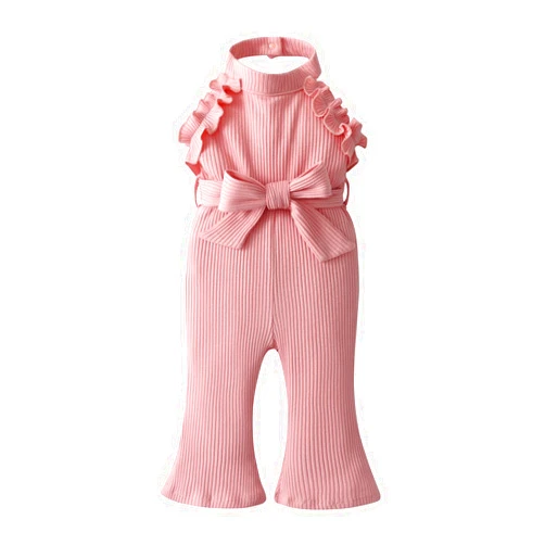 Derouetkia Infant Baby Girl Romper Summer Sleeveless Halter One Piece Jumpsuit Cute Bell Bottom Pants Outfits Clothes