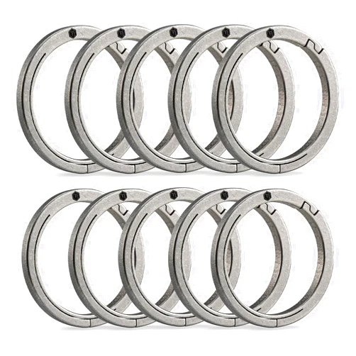 KeyUnity KA44SW 10PCS Titanium Side Pushing Key Ring, Quick Release Minimalist Split Keychain Ring for Carabiner, Car Keys & Home Keys