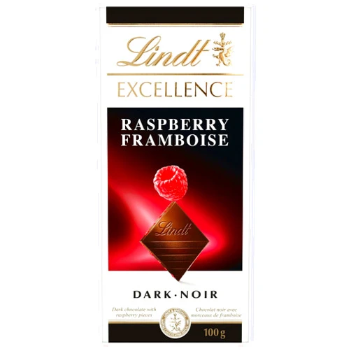 Lindt and Sprungli (Canada) Inc. Lindt Excellence Raspberry Dark Chocolate Bar, 80g/2.8 oz. (Imported from Canada)