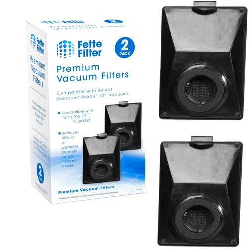 Fette Filter - Vacuum Filter Compatible with Rainbow R12179, R12647B, R10520, E2 Black, E2 Silver, E2 Gold Washable Filters - Pack of 2