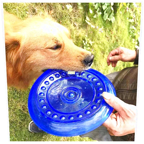 SUHEEUS Blue Dog Flying Discs for Mediem Large Dogs Outdoor Training Throw and Catch Lawn Games Toys with Dotted Soft Rubber Material Durable and Indestructible