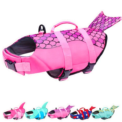 Malier Dog Life Jacket, Ripstop Dog Life Vest Adjustable Dog Life Preserver with Strong Buoyancy and Durable Rescue Handle Puppy Life Jacket for Small Medium Large Dogs Swimming Boating (Medium)