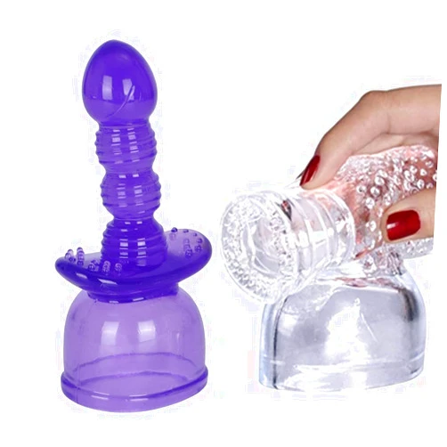 LXZNRQU Massager Attachments Accessories Massager Attachment Accessories Silicone (Clear+Purple/ 2pcs)