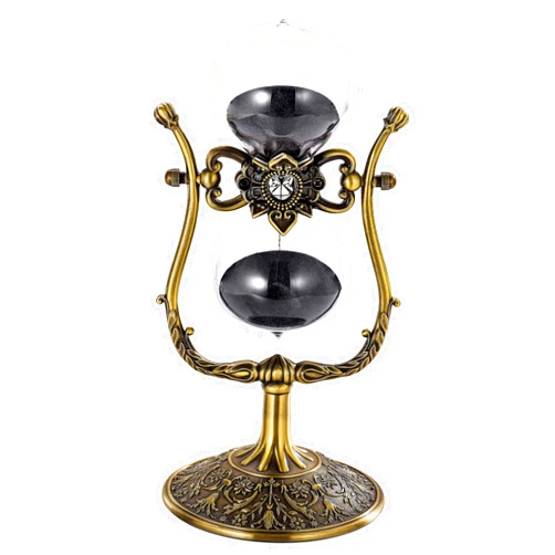 SuLiao Vintage 60 Minute Hourglass Sand Timer, Large Brass Engraved Rotating Sand Clock Stand, Unique Metal Sand Watch 60 Min, Antique 1 Hour Glass Sandglass for Home, Desk, Office Decoration