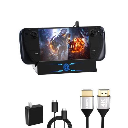 SIKROFEGEN Steam Deck Dock with Hdmi Cable and 45W Tybe C Fast Charger, Docking Station Set for Steam Deck with 4 USB-A 3.0, Hdmi Port, PD3.0 USB-C Fast Charging Port
