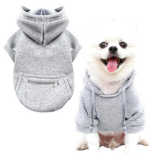 Jecikelon Pet Dog Cold Weather Coat with Pocket Winter Dog Hoodie Warm Puppy Clothes for Small Dogs Chihuahua Clothing (Small, Y02-Grey)