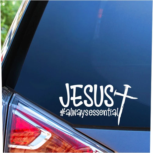 Sunset Graphics & Decals Jesus is Always Essential Decal Vinyl Car Sticker | Cars Trucks Vans Walls Laptop Computer | White | 6.5 inches | SGD000257