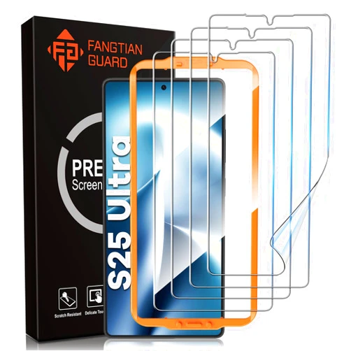 FANGTIAN GUARD FANGTIAN [4-Pack] for Samsung Galaxy S25 Ultra Screen Protector [Not Glass] - Film for S25 Ultra Screen Protector [6.9 inch][Fingerprint Compatible][Alignment Tool]