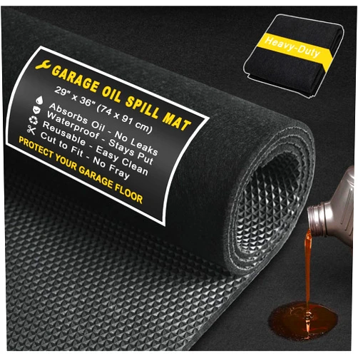 Golener Oil Spill Mat - Garage Floor Mat, Absorbent Oil Pad, Premium Maintenance Mat, Waterproof, Contain Liquid, Protect Garage Surface from Spill & Stain, Reusable, Washable, Durable, Black, 29”x36”