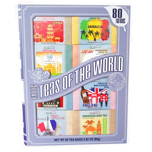 Ceylon Royal Tea Exotic Teas of The World Gift Set, 80 Tea Bags, 8 Different Flavors