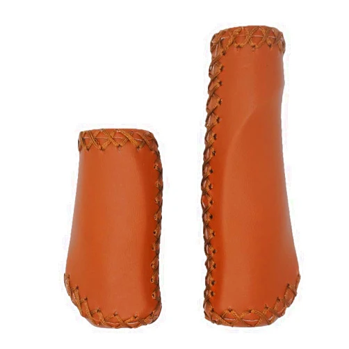 BBxunsless 1 Pair Casual Retro Beach Cruiser Bike Handle Long/Short Grips Artificial PU Leather Bike Handlebat Grips for Most MTB BMX Road Bicycle 22.2x135/93mm