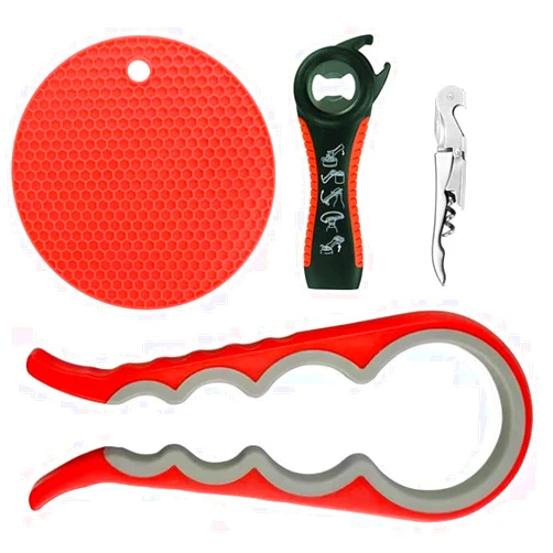 Tunyet Jar Opener Set, 5 in 1 Multi Function Bottle Opener Kit with Silicone Handle Easy to Use for Children, Elderly and Arthritis Sufferers, Jar Opene for Seniors