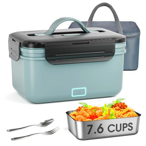 WisaKey Cordless Electric Lunch Box for Adults–1.8L Heated Lunch Box Food Warmer, Rechargeable Heating Lunchbox for Office & Outdoor, 70W Lonchera Eléctrica Portátil for Christmas White Elephant Gifts