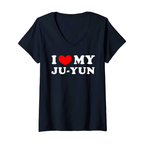 Personalized For Ju-Yun & Friends I Love My Ju-Yun, I Heart My Ju-Yun V-Neck T-Shirt