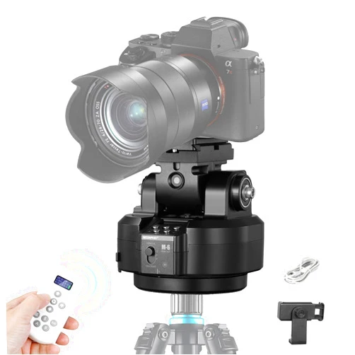 Soonpho M6 Auto Face Tracking Motorized Rotating Panoramic Tripod Head, Remote Control 360° Pan Tilt Head with Mobile Phone Clip for DSLR Cameras, Camcorders, Smartphones, Tripod