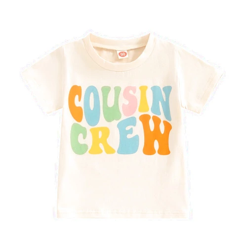 Ayalinggo Sibling Matching Outfits for Kids Little Girl Boy Short Sleeve Cousin Crew Shirt Colorful Print Summer Clothes