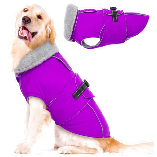Lelepet Warm Dog Coat Reflective Dog Fleece Vest Waterproof Dog Jacket Windproof Dog Winter Coat Dog Cold Weather Coats with Adjustable Buckle Fleece Lining Dog Snowsuit Dog Coat for Large Dogs， XL