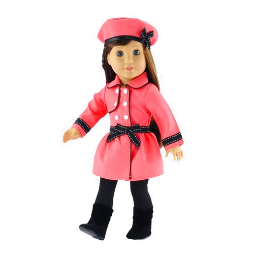 Emily Rose 18-inch Doll Outdoor 4-PC Traveling Coat Outfit, Includes Leggings, Hat and 18